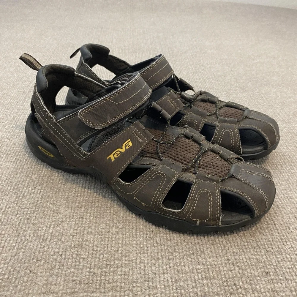 Teva Sandals Mens Size 12 Brown Closed Toe ShocPad Hiking Slip On 1001116